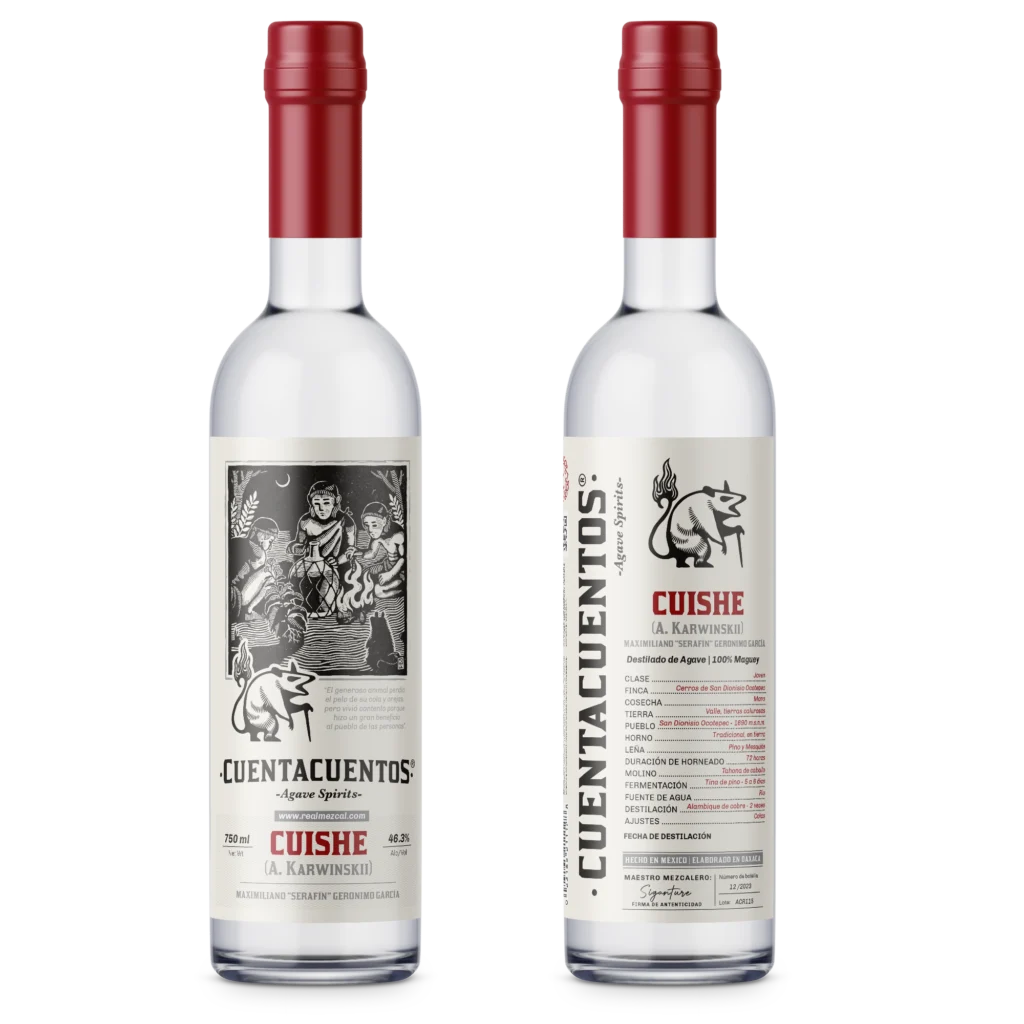 Cuentacuentos agave spirits bottle and packaging
